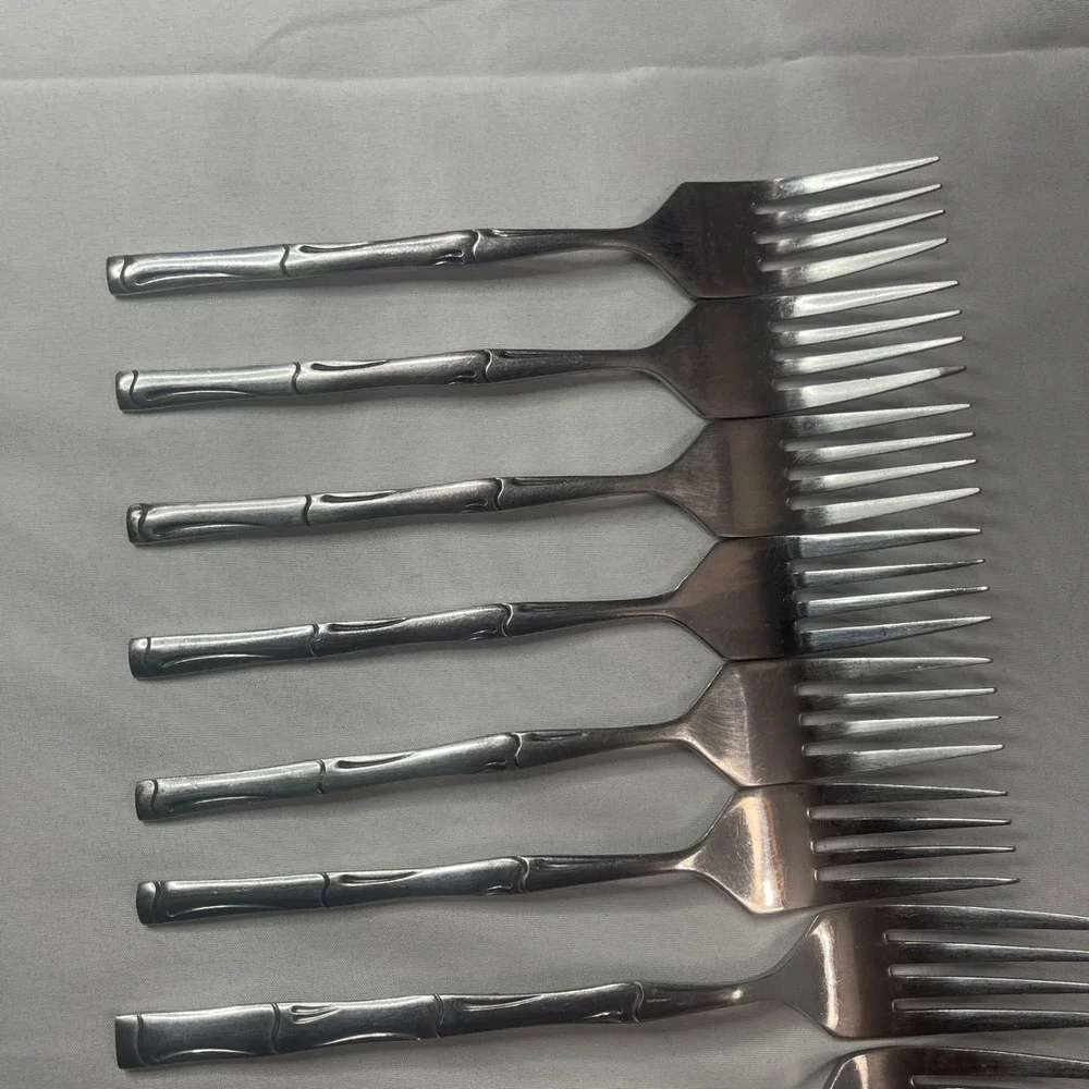 Vintage Bamboo Stainless Steel Flatware Set Mixed Lot made in Korea‎